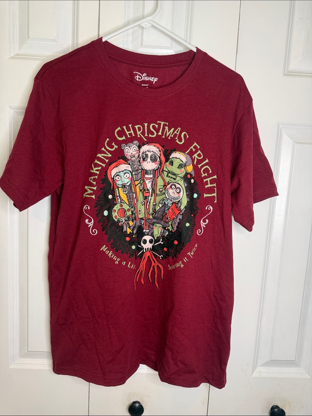 Disney  Burgundy Graphic 'Making Christmas Fright' Tee